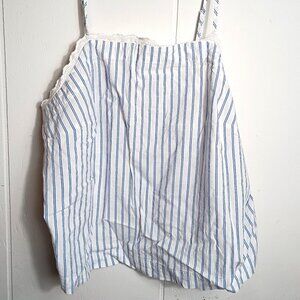 Auden Blue White Pin Striped Eyelot Top Tank Sleepwear Sleep Top Womens XXL